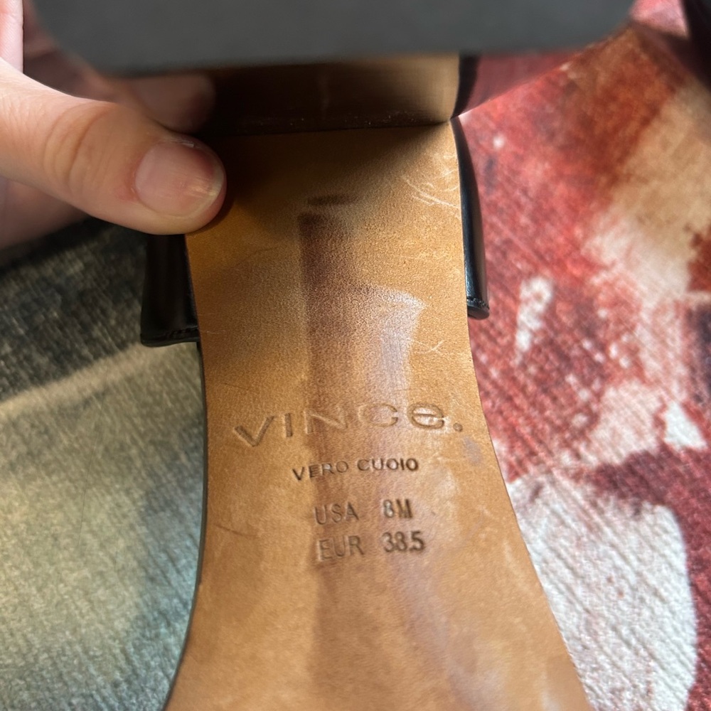 Vince Black Pointed-Toe D'Orsay Block Heel Pumps - Picture 10 of 14